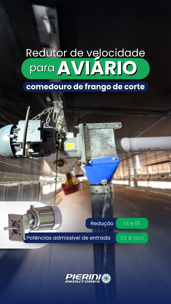 Linha PRCM — redutor Pierini para comedouro em aviário